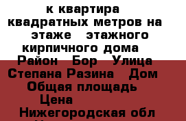 1-к квартира 29 квадратных метров на 4 этаже 5-этажного кирпичного дома   › Район ­ Бор › Улица ­ Степана Разина › Дом ­ 24 › Общая площадь ­ 24 › Цена ­ 1 700 000 - Нижегородская обл. Недвижимость » Квартиры продажа   